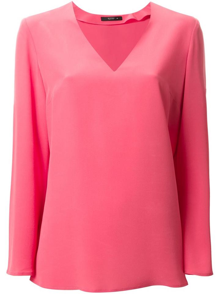 Etro V-neck Blouse, Women's, Size: 46, Pink/purple, Silk