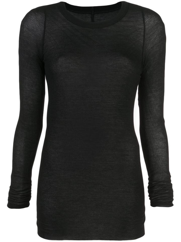 Rick Owens Sheer Longline Knitted Top - Black