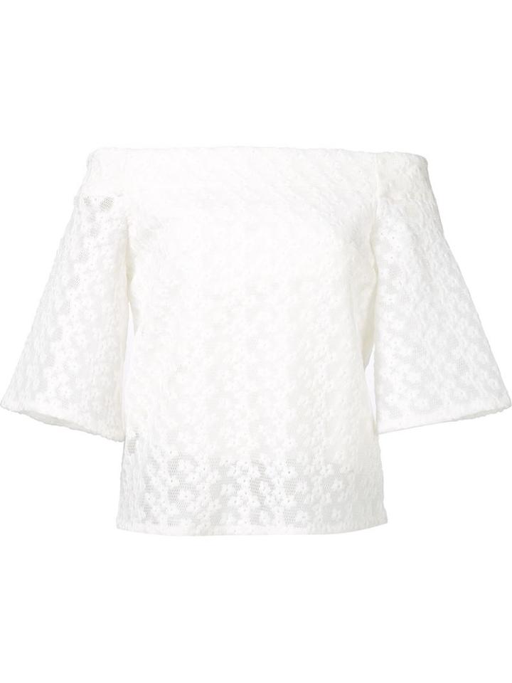 Tibi Embroidered Off Shoulder Top