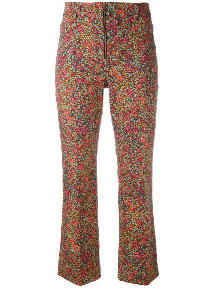 Philosophy Di Lorenzo Serafini - Floral Print Cropped Trousers - Women - Cotton/other Fibers - 44, Pink/purple, Cotton/other Fibers