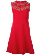 Valentino 'star Stripes' Studded Dress - Red