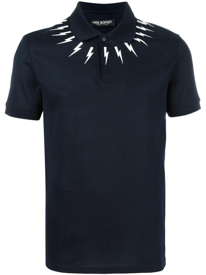 Neil Barrett Lightning Bolt Polo Shirt - Blue