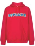 Supreme Cord Collegiate Logo Hooded Sweatshirt - Red