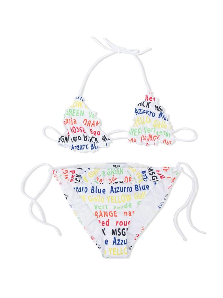 Msgm Kids Teen Colour Print Bikini - White