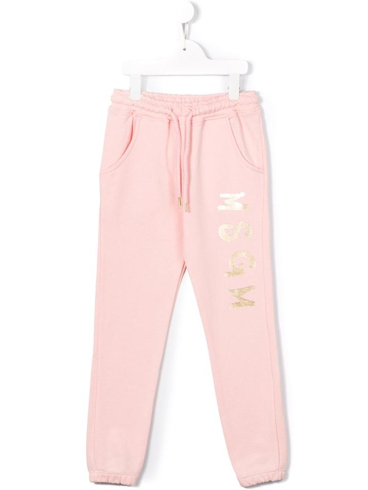Msgm Kids Logo Print Track Pants, Girl's, Size: 10 Yrs, Pink/purple