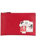 Prada Saffiano Robot Monkey Patch Clutch - Red