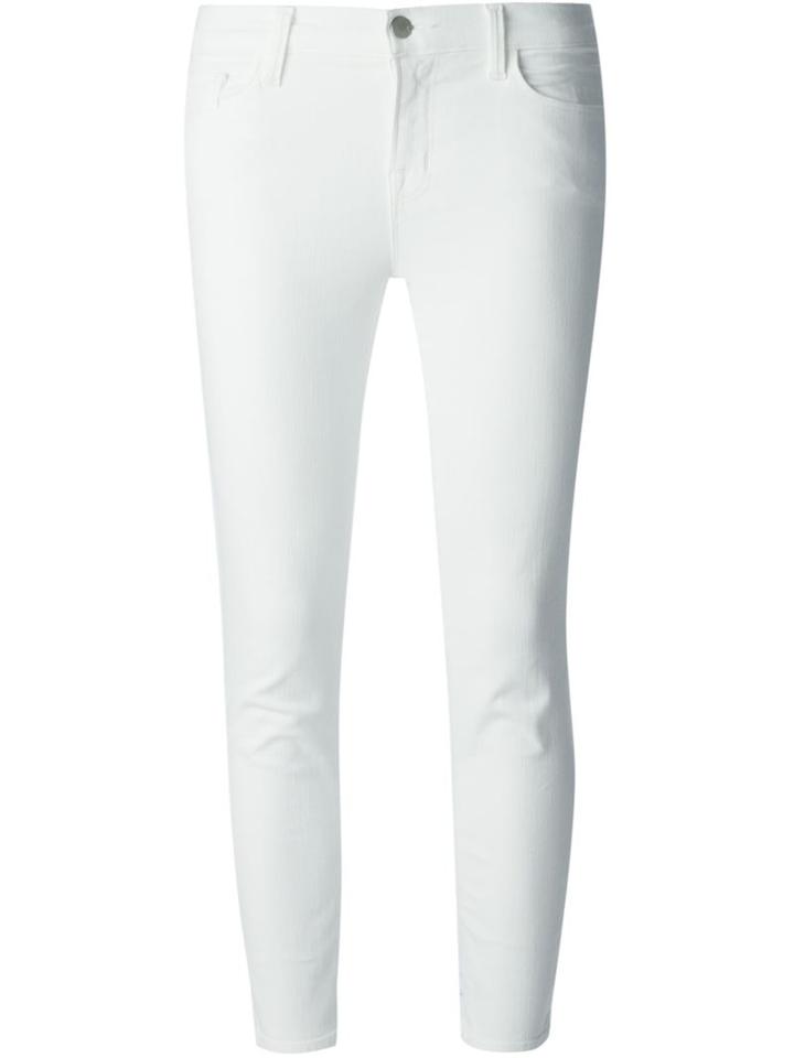 J Brand Cropped Skinny Jeans, Women's, Size: 29, White, Cotton/polyester/spandex/elastane