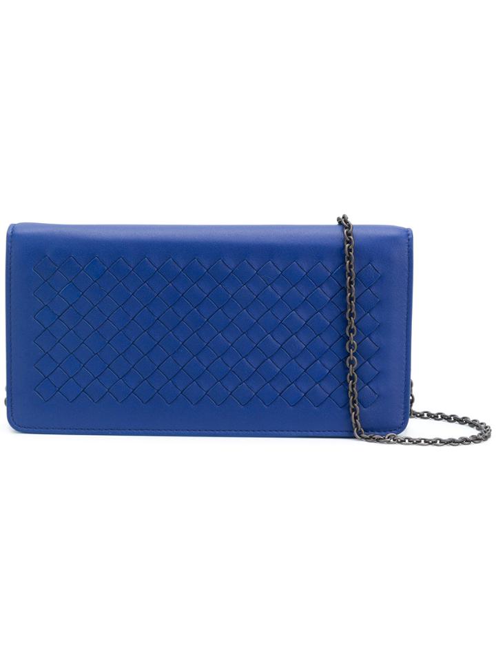 Bottega Veneta Intrecciato Chain Clutch Bag - Blue