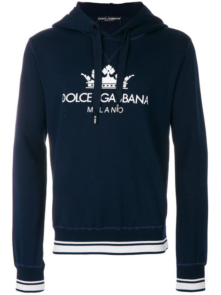 Dolce & Gabbana Logo Print Hoodie - Blue