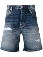 Just Cavalli Faded Distressed Shorts - Blue