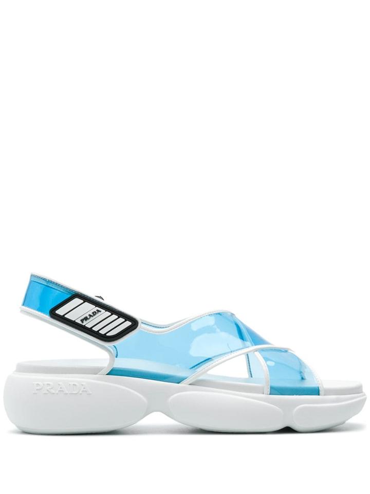 Prada Cross Strap Sandals - Blue