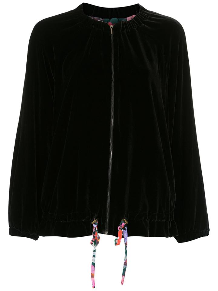 Sissa Silk-blend Ruched Detailed Jacket - Black
