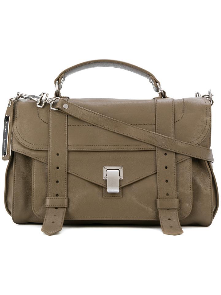 Proenza Schouler - Ps1 Medium Satchel - Women - Leather - One Size, Green, Leather