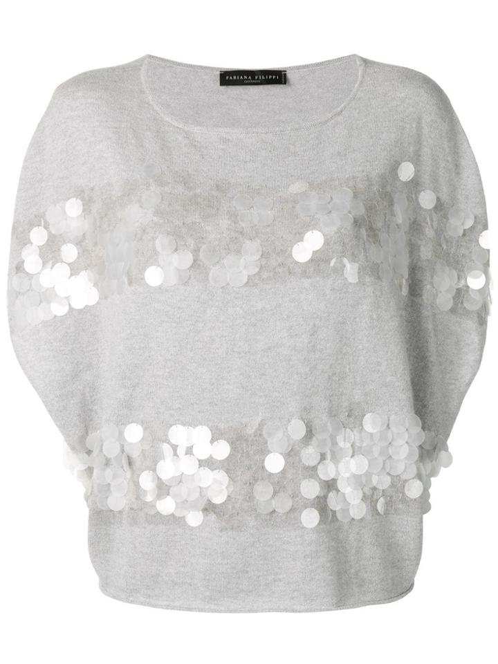 Fabiana Filippi Embellished Cashmere Top - Grey