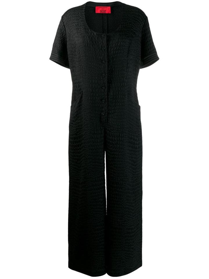 Valentino Pre-owned 1980's Crocodile Texture Wide-legged Jumpsuit -