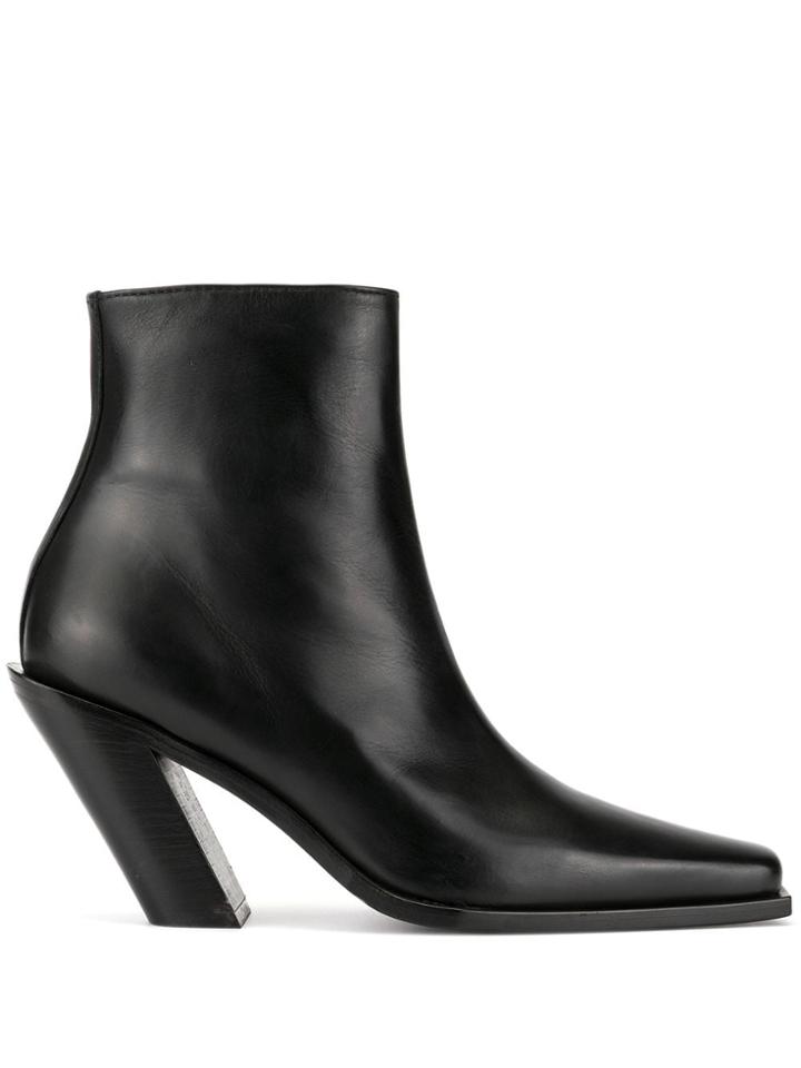 Ann Demeulemeester 100mm Pointy Western Ankle Boots - Black