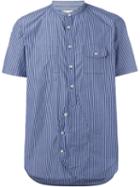 Wooster + Lardini Striped Shortsleeved Shirt, Men's, Size: Xs, Blue, Cotton