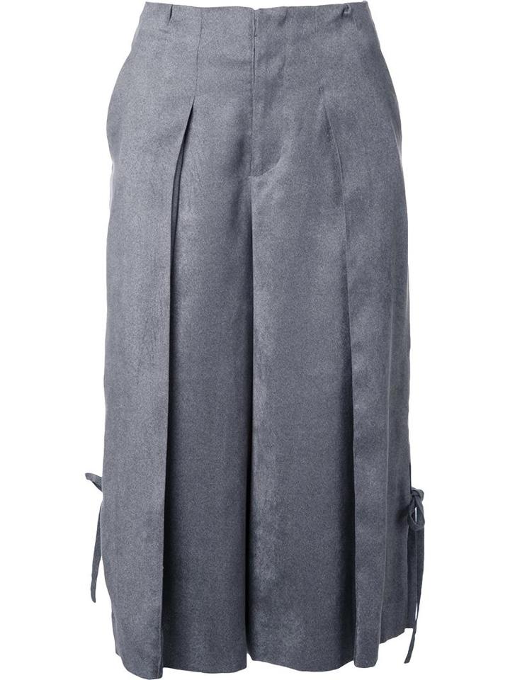 Taro Horiuchi Cropped Pleated Trousers, Women's, Size: Small, Grey, Polyester