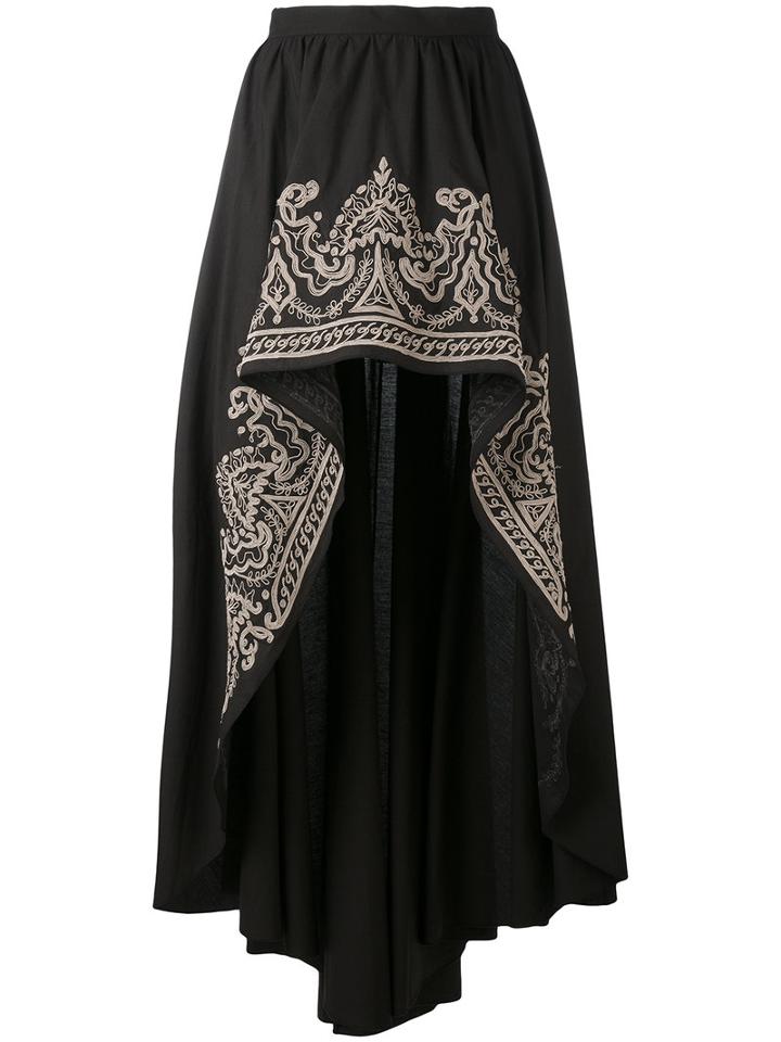 Wandering - Embroidered Asymmetric Skirt - Women - Cotton - 42, Black, Cotton