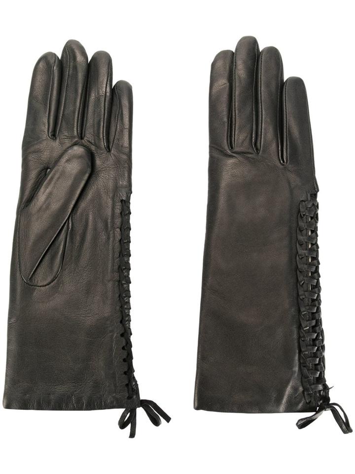 Agnelle Gloves With Lace Detail - Black
