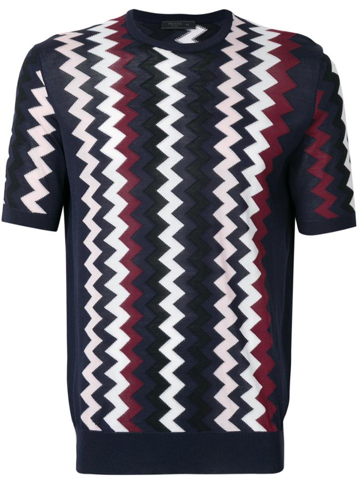 Prada Arrow Knit Shortsleeved Jumper - Blue