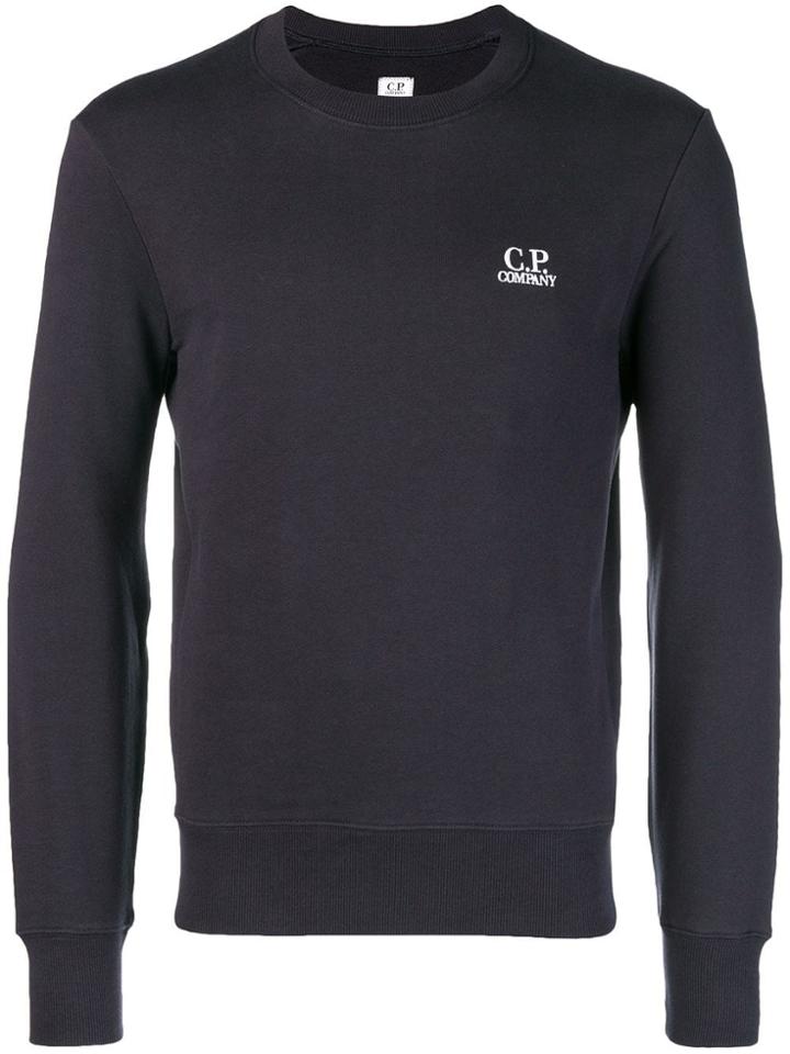Cp Company Logo Embroidered Sweatshirt - Blue