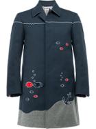 Thom Browne - Nautical Embroidery Coat - Men - Nylon/polyurethane/cupro/wool - 2, Blue, Nylon/polyurethane/cupro/wool