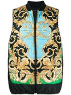 Versace Baroque Printed Padded Gilet - Blue
