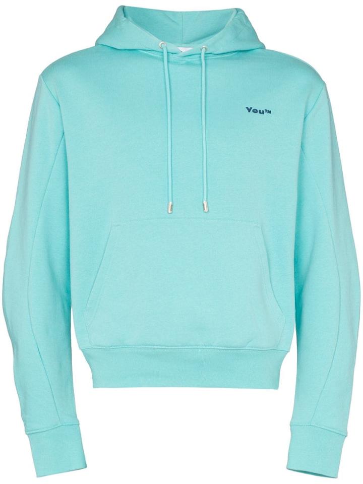 Gmbh You Slogan Cotton Hoodie - Blue