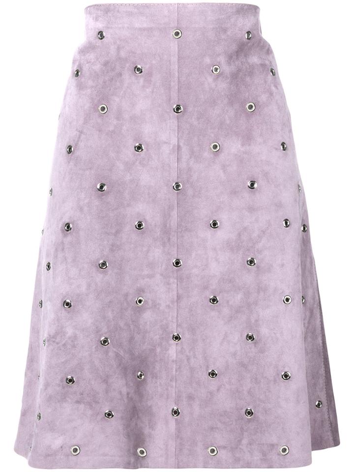 Bottega Veneta Eyelet Suede Skirt - Pink & Purple
