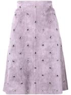 Bottega Veneta Eyelet Suede Skirt - Pink & Purple
