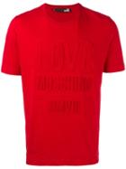 Love Moschino Embossed Logo T-shirt, Men's, Size: Medium, Red, Cotton