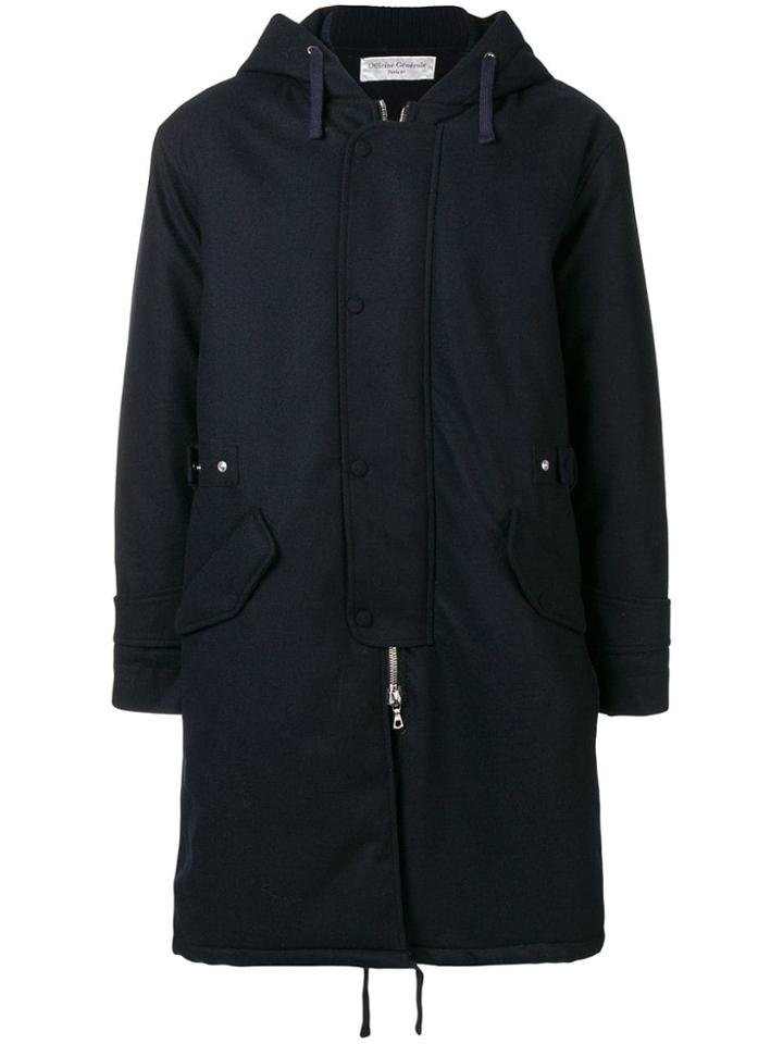 Officine Generale Hooded Parka Coat - Blue
