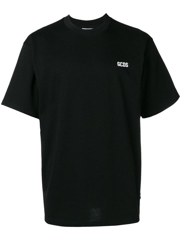 Gcds Logo Embroidered Crew Neck T-shirt - Black