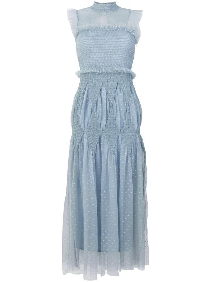 Red Valentino High Neck Mesh Dress - Blue
