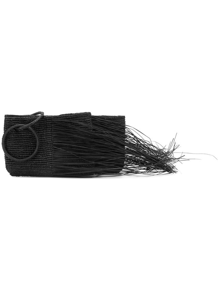Sensi Studio Frayed Woven Clutch - Black