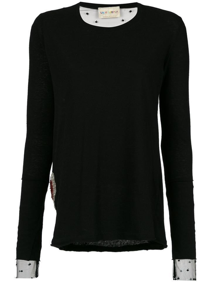 Andrea Bogosian Tulle Panels Embroidered Blouse - Black