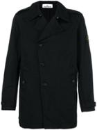Stone Island Double-breasted Fitted Coat - Black