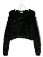 Monnalisa Fluffy Knit Cardigan - Black