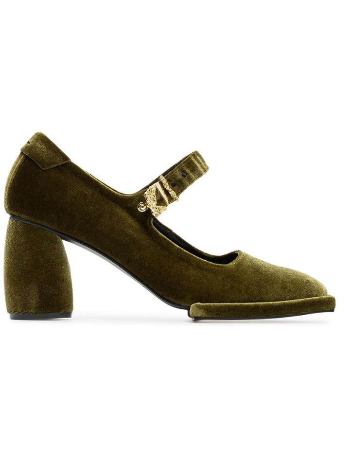 Reike Nen Velvet Square Toe 80 Pumps - Green