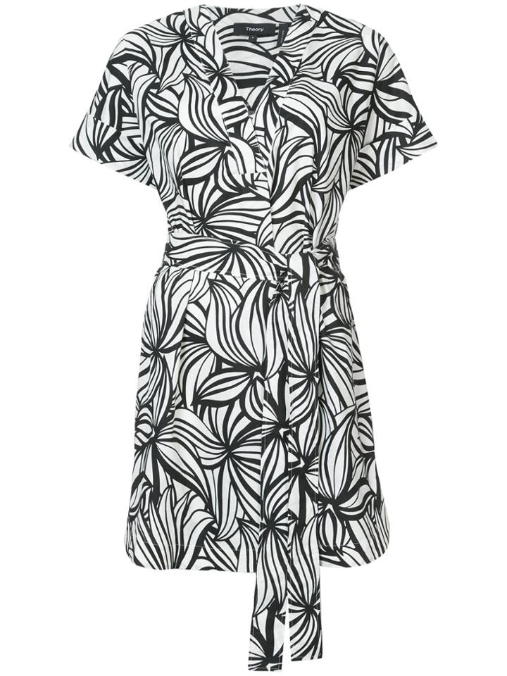 Theory Printed Wrap Dress - White