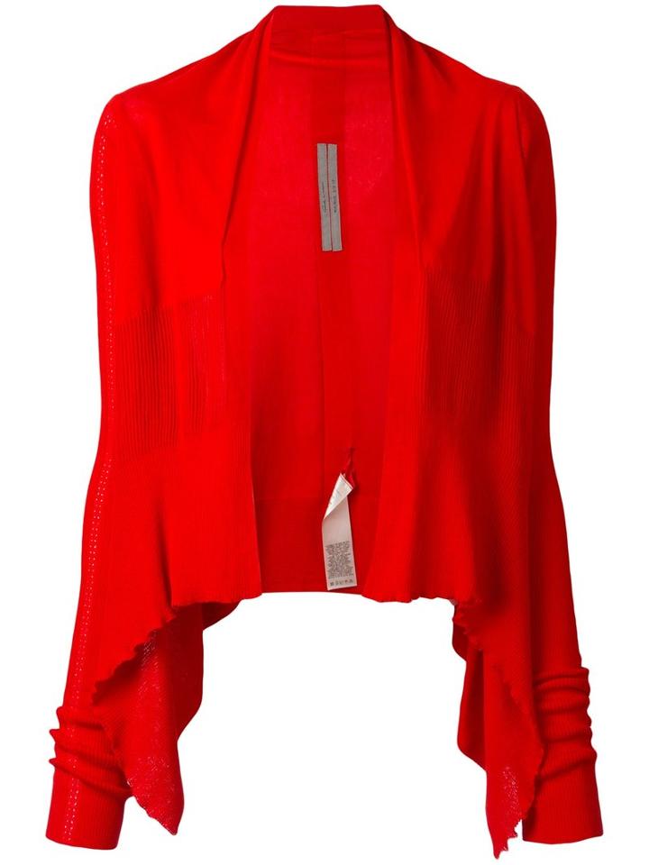 Rick Owens Short Wrap Cardigan, Women's, Size: Large, Red, Cotton