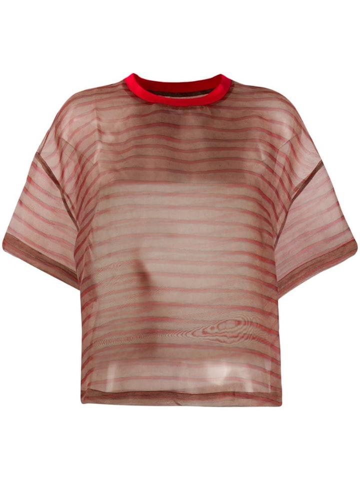 Eckhaus Latta Striped Sheer Top - Red