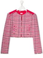 Elisabetta Franchi La Mia Bambina Teen Houndstooth Check Jacket - Pink