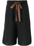Ziggy Chen - Elasticated Belted Shorts - Men - Cotton/linen/flax - 50, Black, Cotton/linen/flax