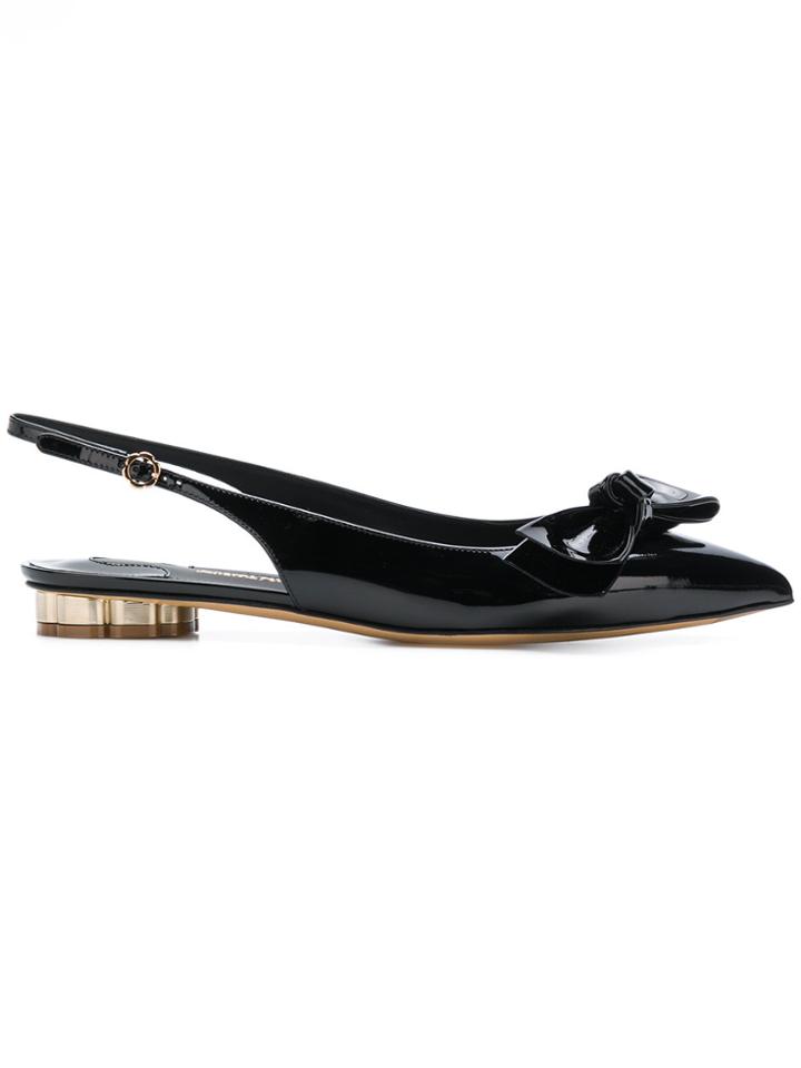 Salvatore Ferragamo Bow Ballerina Shoes - Black
