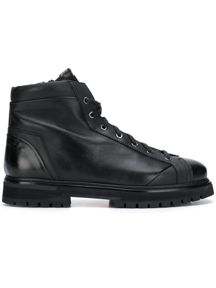 Santoni Lace Up Boots - Black