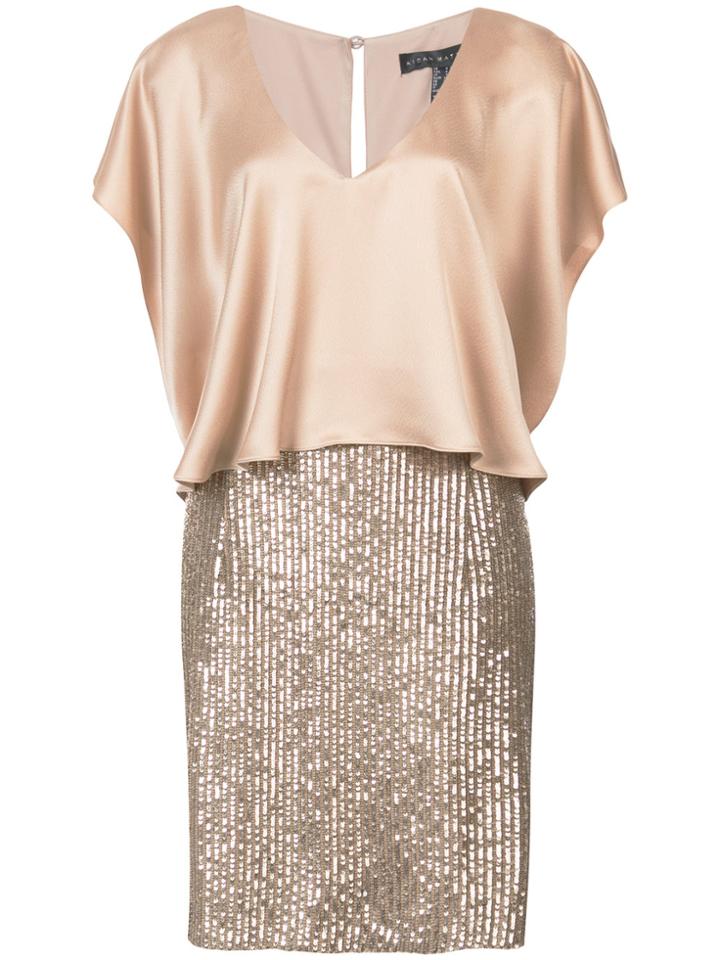 Aidan Mattox Layered Sequin Dress - Metallic