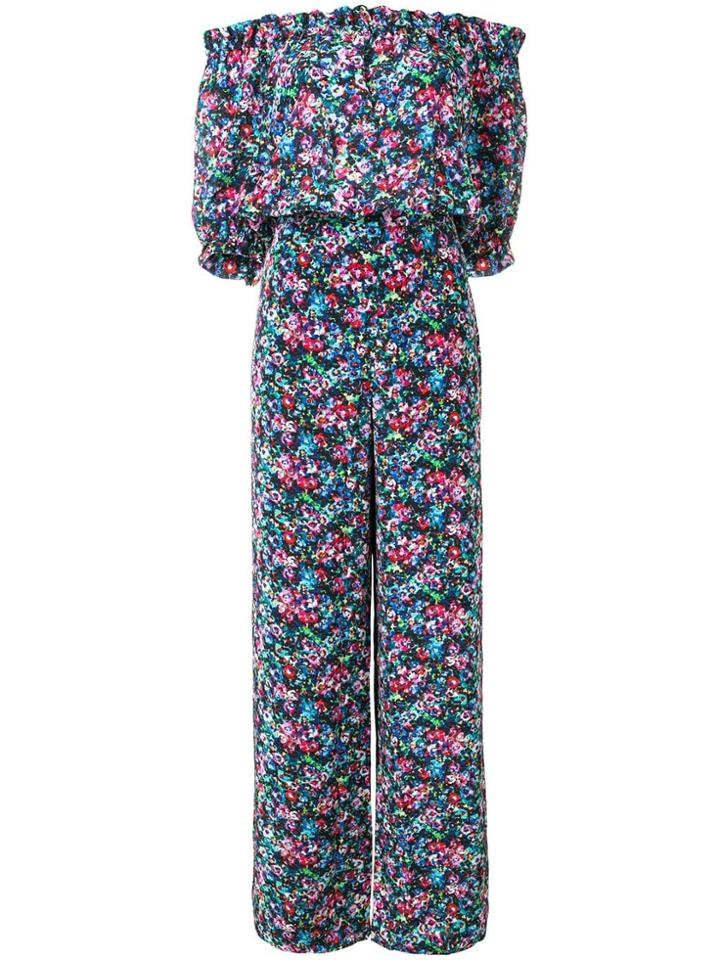 Saloni Off-shoulder Floral Jumpsuit - Blue