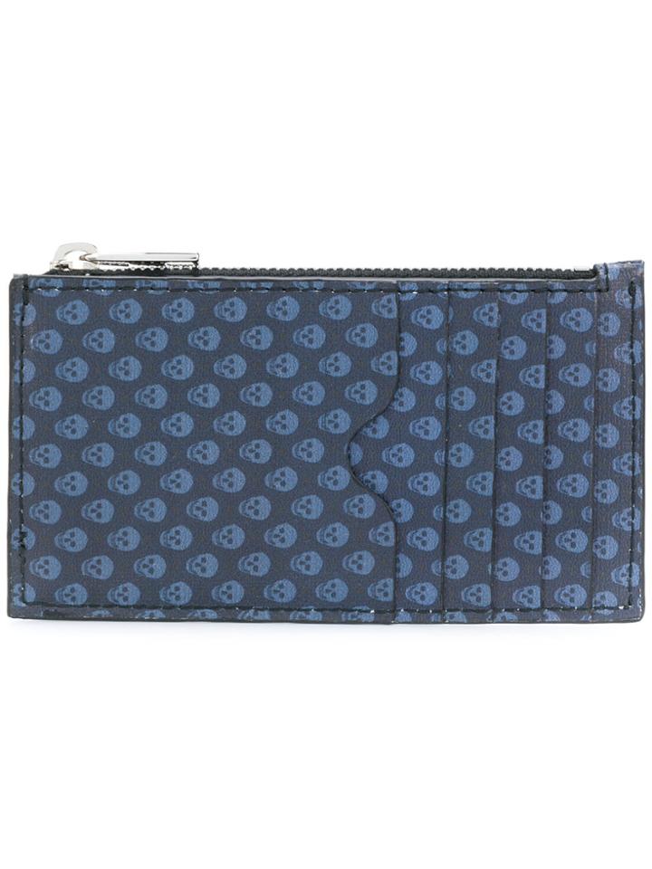 Alexander Mcqueen Skull Print Zip Cardholder - Blue
